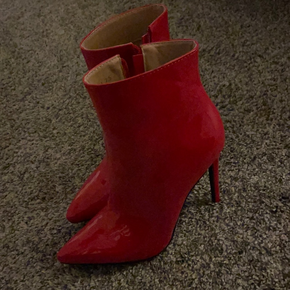 Red bootie heels
